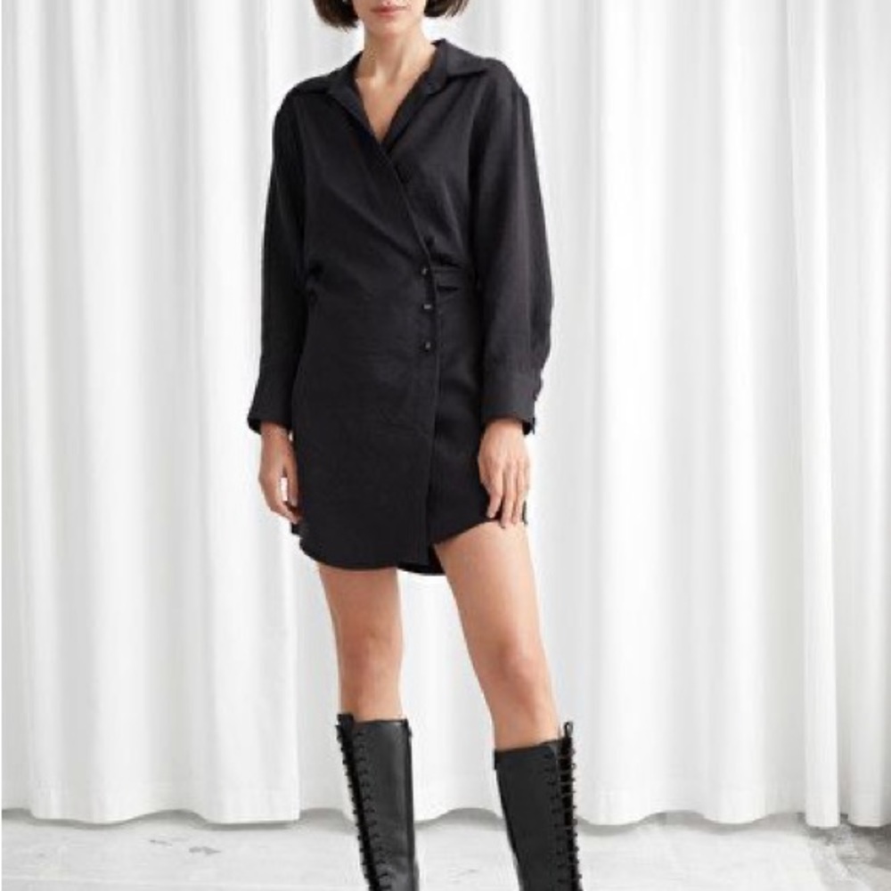 & Other Stories Asymmetric Mini Shirt Dress